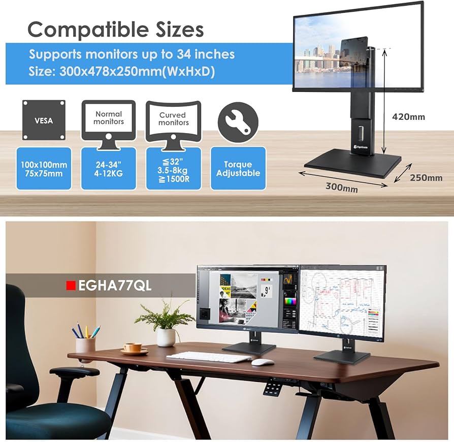 ErgoGrade モニタースタンド 耐荷重4-12kg 24-34インチ対応 Amazon.co.jp: ErgoGrade モニタースタンド 耐荷重4-12kg 24-34